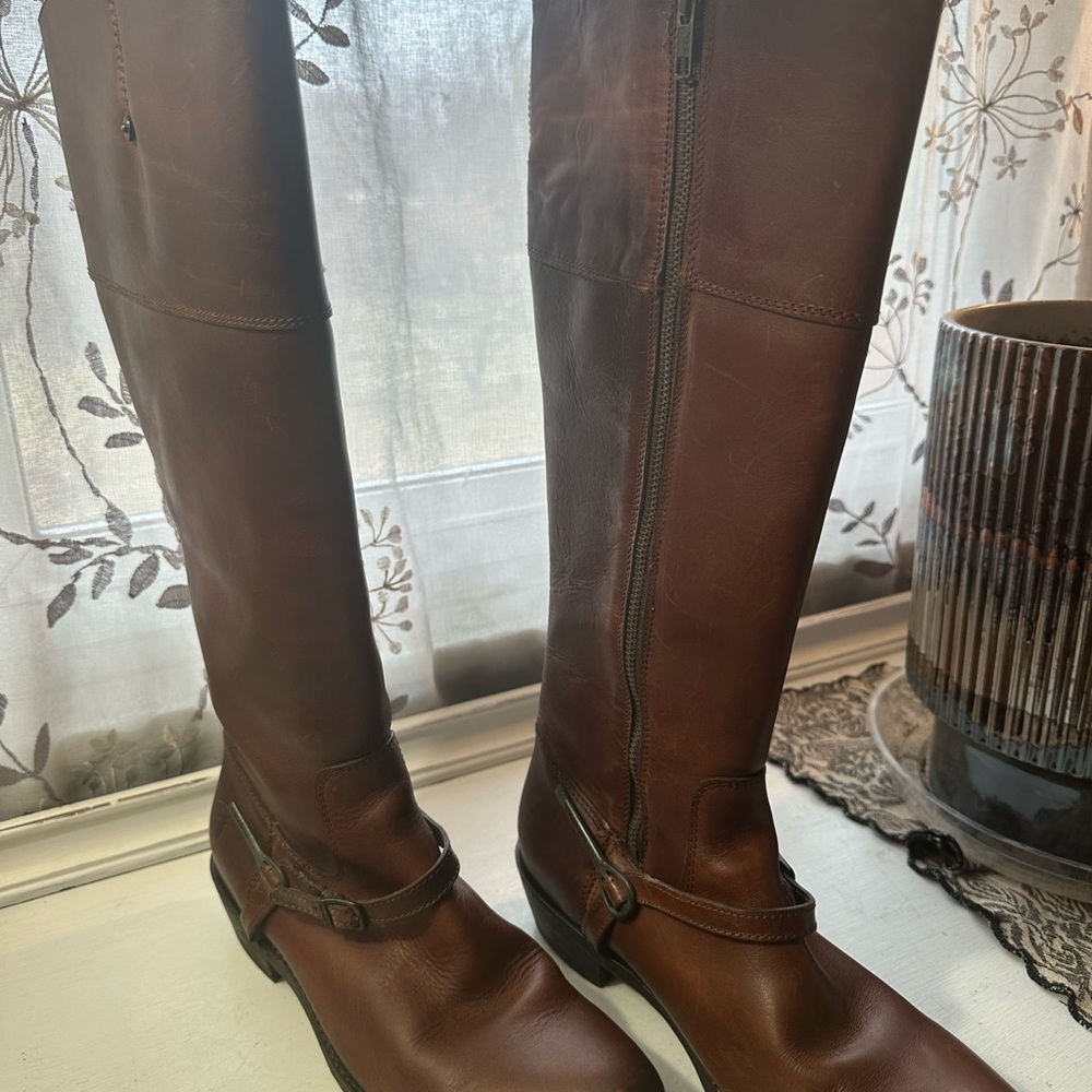 Frye Melissa Chestnut Tall Leather Riding Boots Womens 8.5
